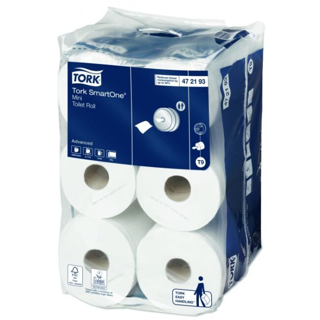 TORK 472193 SMART ONE MINI TOILETPAPIER ACTIE TORK T9 SYSTEEM PAK A 12ROLLEN