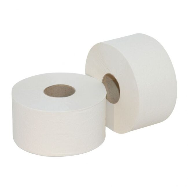 TOILETPAPIER 240218 MINI JUMBO 12RL ECOLABEL 2LAAGS 12ROLLEN WIT