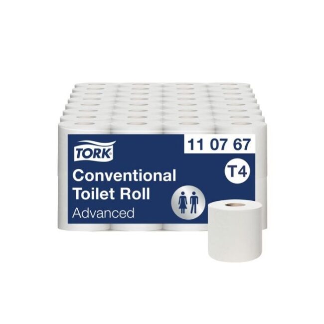TORK 110767 T4 ADVANCED TOILETPAPIER 2-LGS WIT 32 MTR X10CM 250VEL 64 ROLLEN