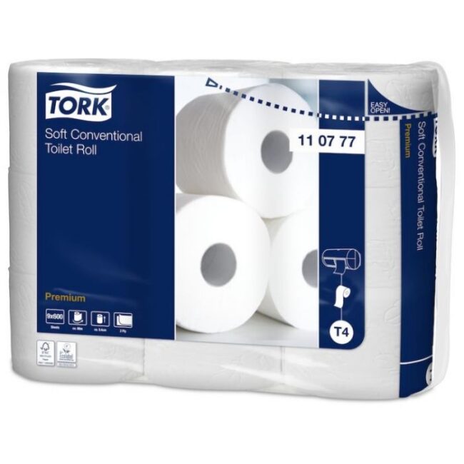TORK 110777 TOILETPAPIER ZACHT TRADITIONEEL TOILETPAPIER 2-LAAGS T4 PREMIUM WIT 54 ROLLEN