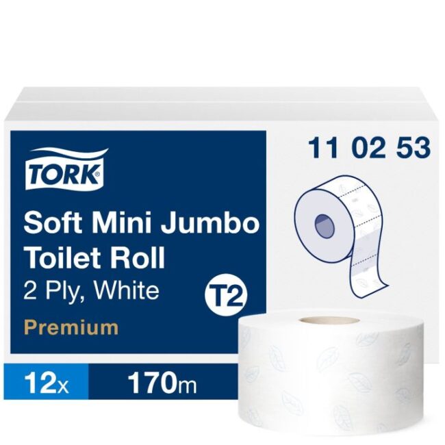 TORK 110253 PREMIUM TOILETPAPIER MINI JUMBO 2-LGS WIT 170 MTR X 10 CM DOOS À 12 ROL/850 VEL