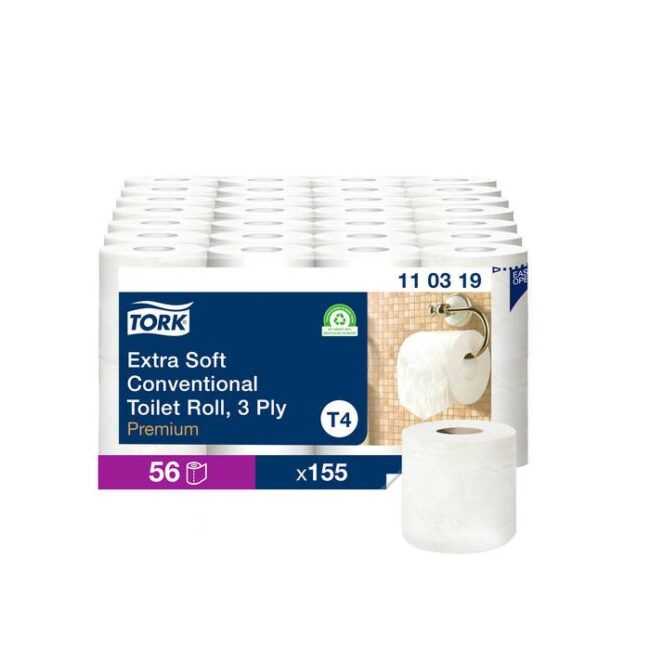 TORK 110319 56ROLLEN EXTRA SOFT TOILETPAPIER 3LGS WIT 155 VEL T4 PREMIUM