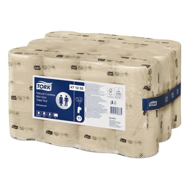 TORK 471255 HULSLOOS MID-SIZE TOILETPAPIER 2-LAAGS NATUREL ADVANCED T7 PAK À 36 ROLLEN