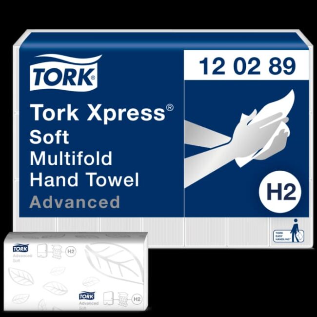 TORK 120289 VERNIEUWD ZIE ART 120398 XPRESS H2 MULTIFOLD PAPIEREN HANDDOEKEN ADVANCED H2 ZACHT GROOT 2LAAGS WIT