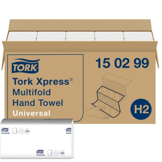 HANDDOEK 150299 TORK H2 XPRESS MULTIFOLD UNIVERSAL 2-LGS WIT 21X24 CM DS À 4740 STUKS