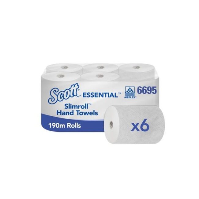 SCOTT 6695 6ST ESSENTIAL HANDDOEKENROL SLIMROLL 1-LAAGS WIT