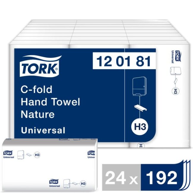 TORK 120181 HANDDOEK C-VOUW 1-LGS WIT 25X31 CM PAK À 4608 STUKS