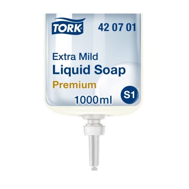 TORK 420701 6ST EXTRA MILDE VLOEIBARE ZEEP S1/S11 - GEURVRIJ, 6 X 1000 ML